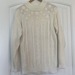 Vintage 1980 embroidered knit Flowers  Sweater